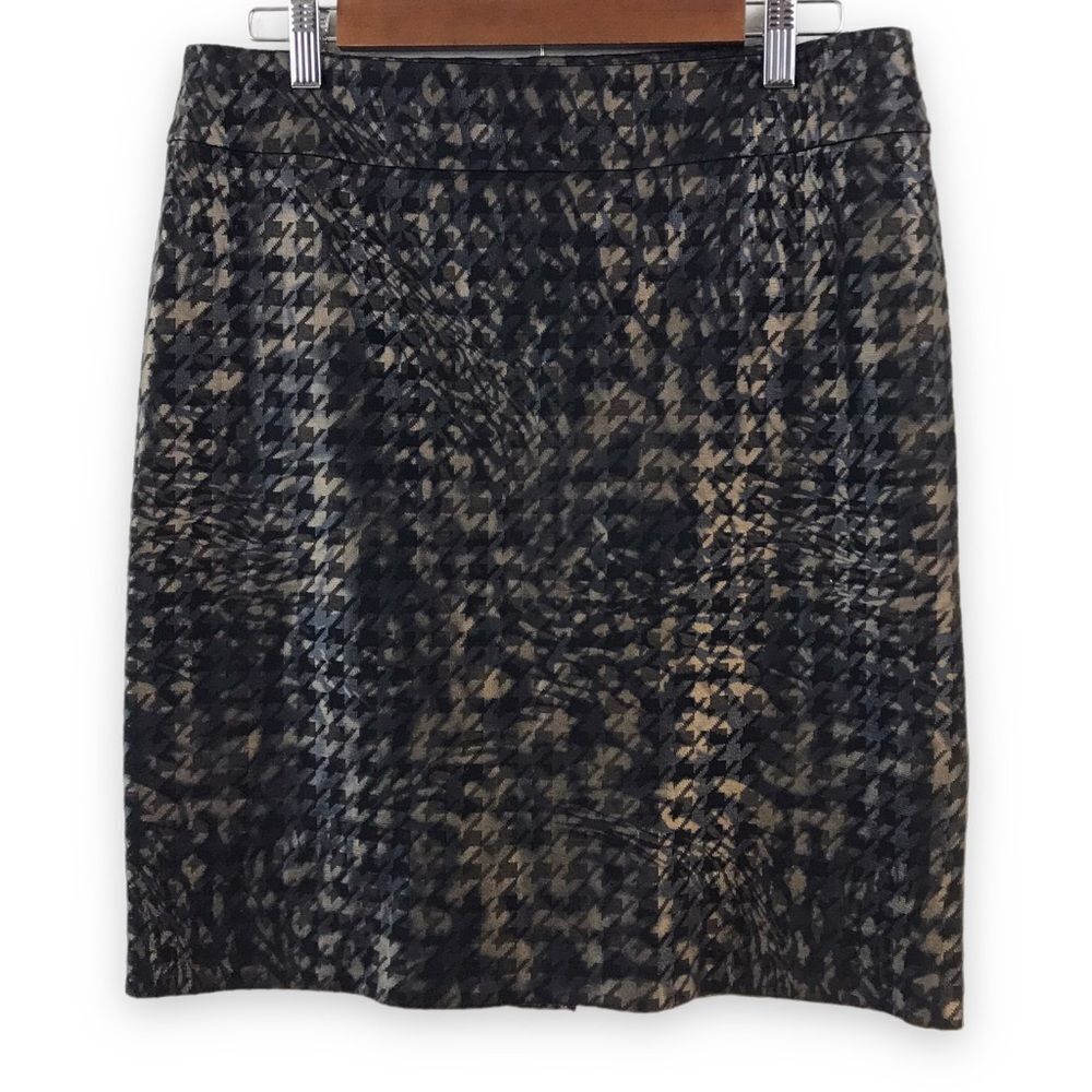 Tribal Women's 8 2-PC Skirt And Blazer Suit Set Brown Black Houndstooth Preppy - Picture 4 of 15
